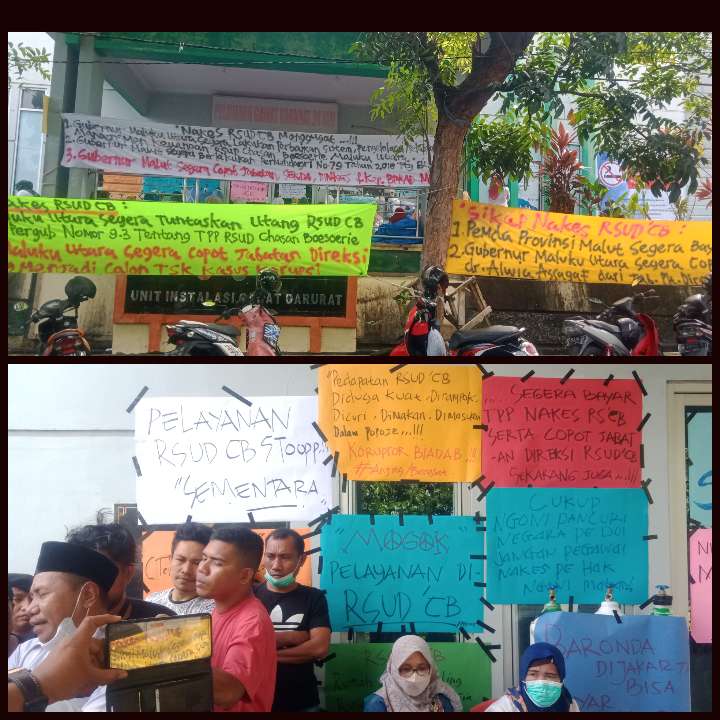 Nakes RSUD CB Ternate, gelar aksi mogok kerja.