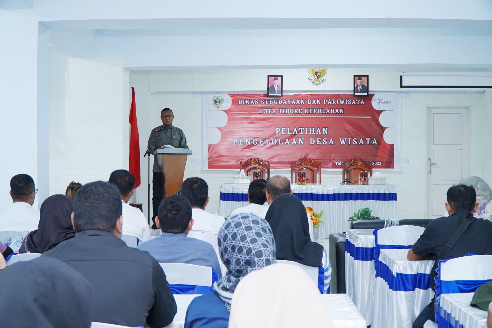 Muhammad Sinen Mengawali Sambutannya Pada Pembukaan kegiatan Sosilisasi Pelatihan Pengelolaan Desa Wisata, (detikindonesia.co.id)