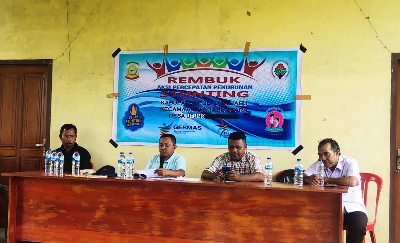 Pemerintah Desa (Pemdes) Ufung, Kecamatan Taliabu Utara, Kabupaten Pulau Taliabu (Pultab) Maluku Utara, melaksanakan kegiatan rembuk stunting di kantor desa