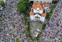 Pemandangan udara shalat ied di Jatinegara (Detik Indonesia/Liputan6.com)