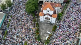 Pemandangan udara shalat ied di Jatinegara (Detik Indonesia/Liputan6.com)