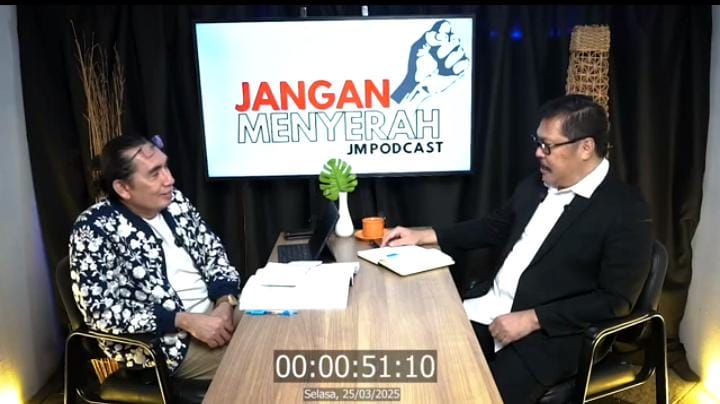 Jan Maringka dalam acara launching perdana Podcast YouTube Jangan Menyerah (JM), Sabtu (29/3/2025) di Jakarta.
