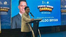 Bendahara Umum BPP HIPMI, Reynaldo Bryan, saat membuka Forum Bisnis Daerah BPD Hipmi, di AAS Building, Jalan Urip Sumohardjo Kota Makassar, Senin (14/04/2025). (Detik Indonesia/Republiknews)