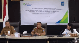 Bupati Halut saat mencanangkan program jaminan sosial untuk pekerja rentan sektor informal, dibiayai dari Dana Desa. (Detik Indonesia/Halut Setara)