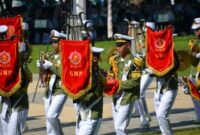 Foto Penampilan drumband Praja muda Balangan. Sumber : ( Kurnadi)(kalselpos.com)